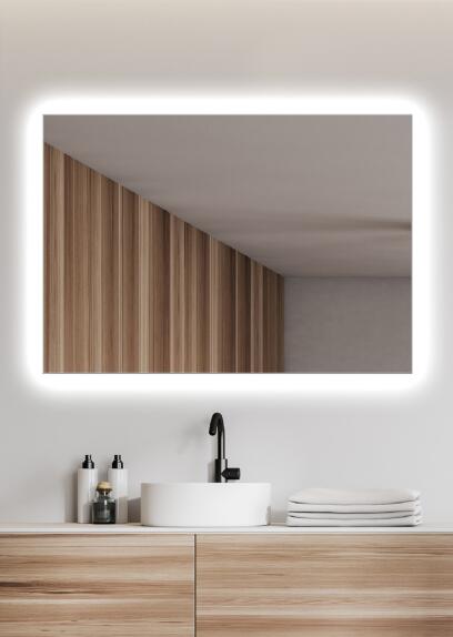 Zrcadlo 100 x 70 cm celkové LED podsvícení AMBIENTE